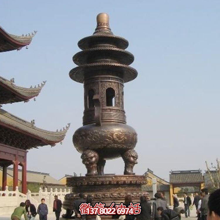 精美鑄銅大型寶蓋香爐，祈福燒香進寶