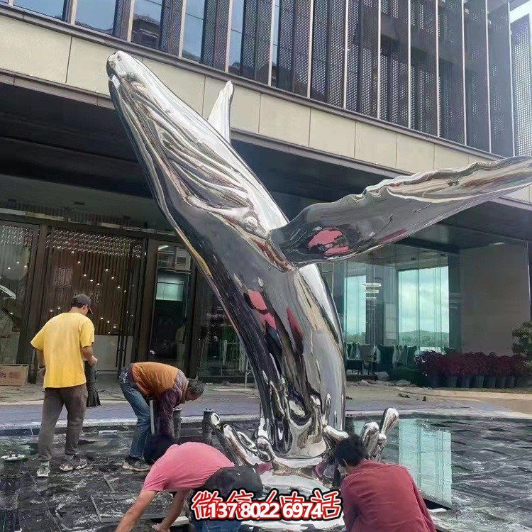 大型不銹鋼鏤空魚類擺件，為戶外水景商場售樓部裝飾